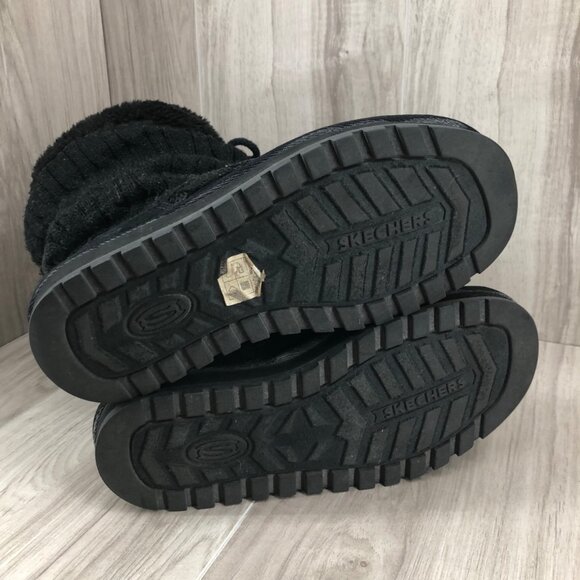 Skechers Boots Womens 7.5 Black Knit Slouch Pull On Winter Shoes - Picture 8 of 10